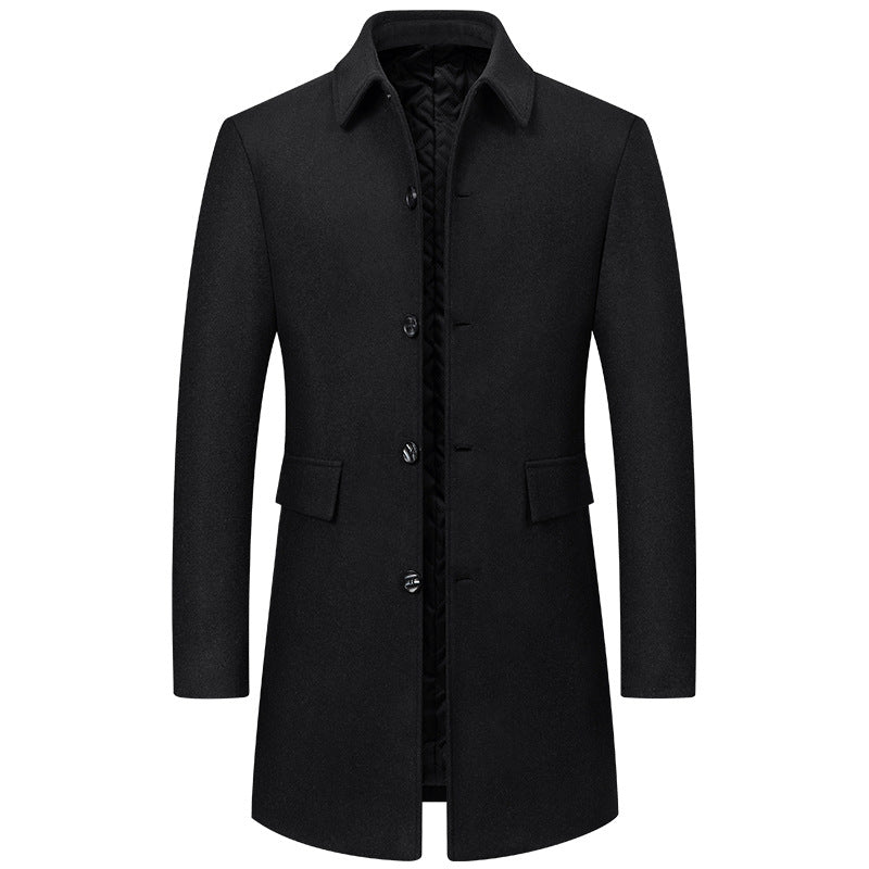 Lapel New Middle-aged Men Coat Woolen Coat